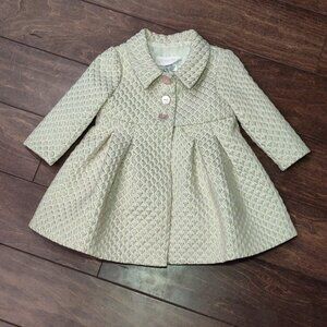 Bonnie Baby Pink & Gold Brocade Little Girls Coat SIZE 12 MONTHS